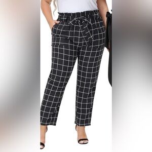 Hanna Nikole Plus Elastic Waist Self-Tie Belted Pencil Pants Ankle Length 20W